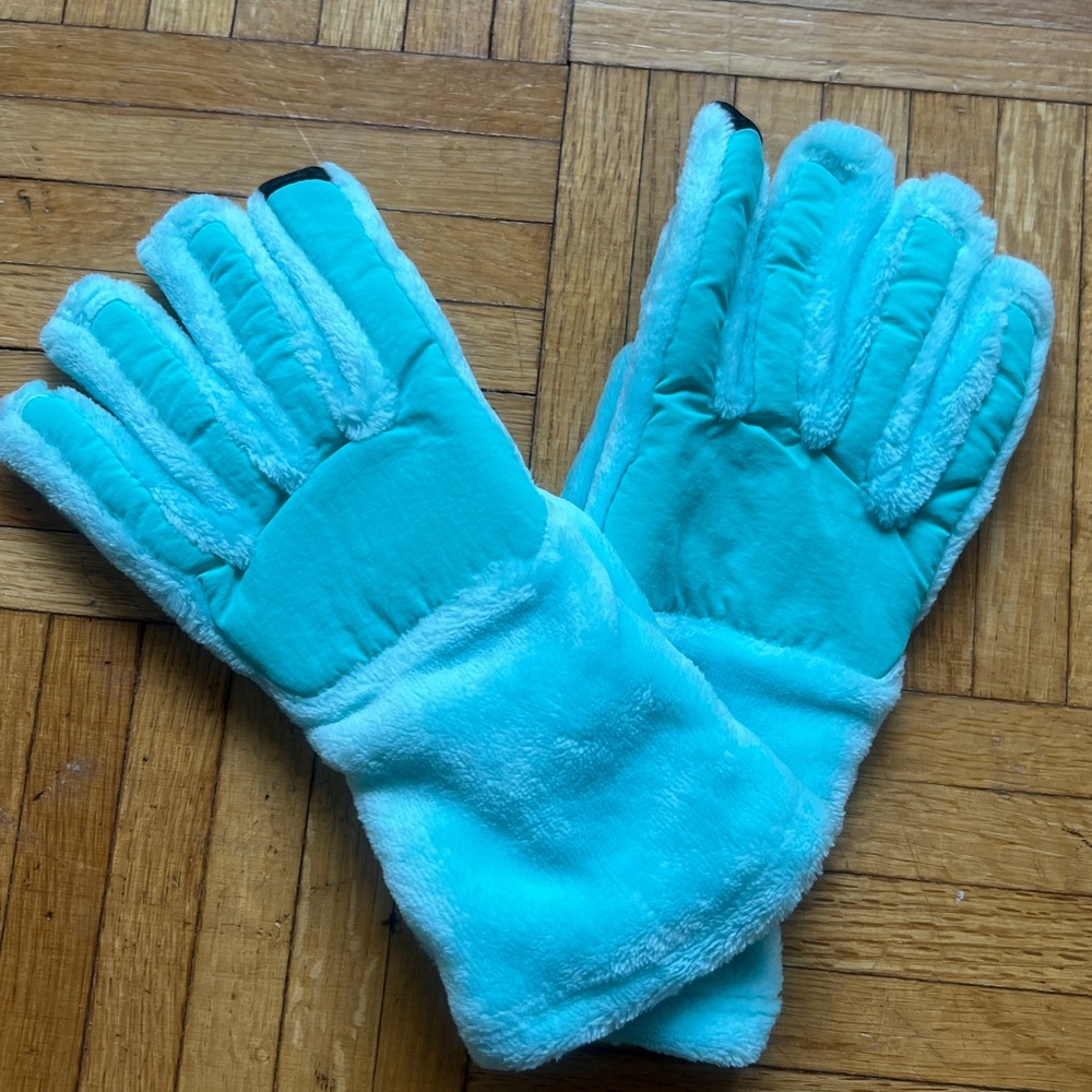 Lands End Kids Fleece Aqua Size Large Gloves